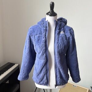 GIRLS- The North Face Plush reversible Hooded Fleece Jacket - Periwinkle